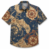 Camisa Geométrica Sublimada en 3D Personalizada, Camisa de Manga Corta con Botones para Hombre, Venta al por Mayor