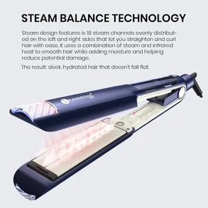 Professional Flat Iron Infrared And Steam Hair Straightener Multifunctional Temperature Portable Straightener With LED Displays