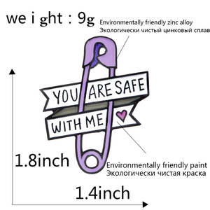 You Are Safe with Me Purple Safety Lapel Pin Broches de corazón Hard Custom Esmalte Pins Insignias Broches Regalos para hombres Mujeres al por mayor - Product Image 6