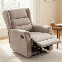 Canapé moderne et personnalisé en mousse haute densité pour fauteuil inclinable en tissu avec deux porte-gobelets en acier inoxydable et cadre en métal