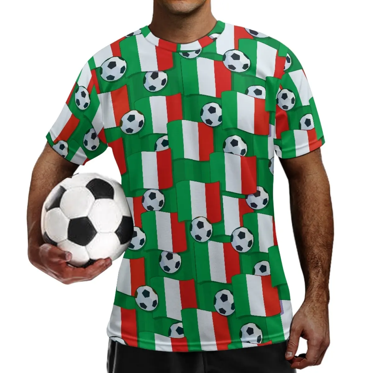 Print On Demand Country Design Voetbalshirt Custom Italiaanse Voetbalprints Voetbalshirt Groothandel Zomer Ademend Sport Shirt