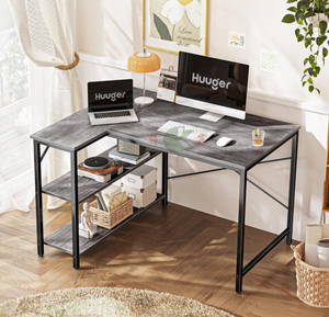 Bureau d'ordinateur en forme de L, bureau de <span class=keywords><strong>39</strong></span> pouces, structure en métal, gris, pour bureau à domicile, jeux, <span class=keywords><strong>coin</strong></span> d'écriture et d'étude - Product Image 2
