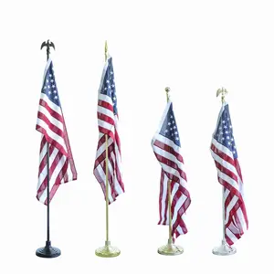 Wholesale stainless steel indoor standing flagpoles 2m 2.6m 3m flag poles for conference office with stand for sale