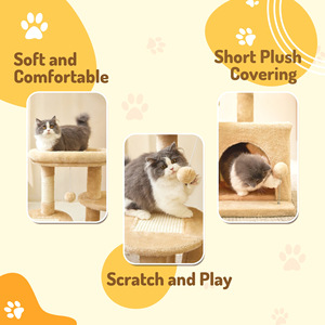 Multi Layer <b>Cat</b> Tree 87cm Plush <b>Cat</b> House With <b>Scratching</b> <b>Posts</b> <b>For</b> Indoor <b>Cats</b> - Product Image 4