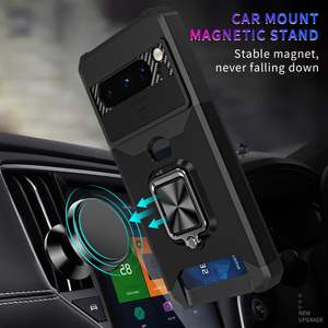 Fundas de teléfono móvil con ranura para tarjeta de lujo para <span class=keywords><strong>Google</strong></span> <span class=keywords><strong>Pixel</strong></span> 10 <span class=keywords><strong>PRO</strong></span> XL 9 8 7 <span class=keywords><strong>PRO</strong></span> <span class=keywords><strong>6</strong></span> 5A soporte de anillo de cámara deslizante cubiertas traseras con soporte - Product Image 4