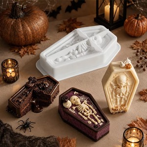 Halloween Coffin Cake Mold <b>Silicone</b> <b>Baking</b> Mold Skeleton Graveyard Dessert Mold for Chocolate Fondant Decor - Product Image 1