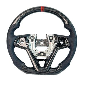 Volante de Fibra de Carbono Negra Real con Cuero Perforado para <span class=keywords><strong>Hyundai</strong></span> Veloster, Línea Central Roja, Costura DIY para Veloster - Product Image 1