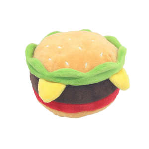 Adorable jouet pour chien éco-responsable qui couine en forme de hamburger et de pizza de style dessin animé, jouet en peluche pour animaux de compagnie - Product Image 3