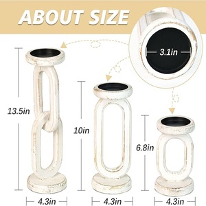 Lot de 3 bougeoirs en <span class=keywords><strong>bois</strong></span> rustiques pour bougies piliers pour décorations de mariage et de Noël - Product Image 3