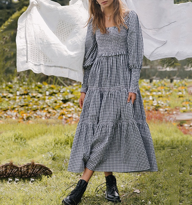 Holiday Casual Oversized Woman Summer Smock Dress Gingham Linen Cotton Midi Dress Holiday Casual Oversized Woman Summer Smock Dress Gingham Linen Cotton Midi Dress