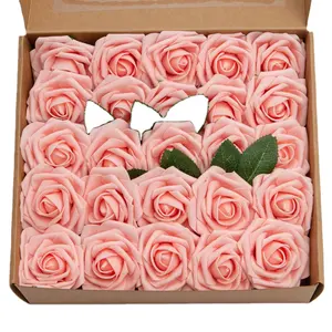 Roses artificielles en mousse de haute qualité de 3 pouces, boîte-cadeau pour décoration de mariage, fleurs pour décoration de mariage
