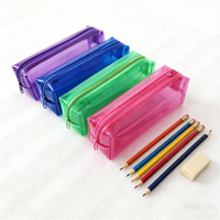 Trousse à crayons en PVC souple, écologique, durable, multicolores, pour les élèves du collège, garçons et filles, étui à stylos transparent, découpe