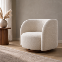 Fauteuil pivotant Boucle avec accoudoirs rembourrés, fauteuil de lecture moderne, canapé individuel pour salon et chambre à coucher