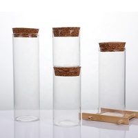 47mm Diamètre 60ml/90ml/150ml/200ml/240ml/260ml Bouteille de tuyau en verre vide Tube à essai en verre borosilicaté avec couvercle en bambou et liège