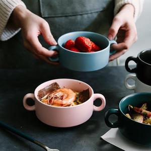 Französische Keramik-Zwiebelsuppen-Servierschalen mit Griffen, Porzellan-Suppenschüssel, Niedliche Keramik-Nudelschüssel, Salatschüssel - Product Image 2
