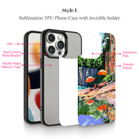 NOVELSUB pour IP 17 Series, coque de téléphone 2D en TPU vierge pour sublimation avec support invisible - Feuille d'aluminium/Film PET et anneau magnétique