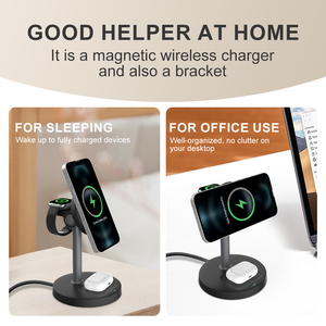 Recém Estilo Simples Alta Qualidade 3 em 1 Carregador Sem Fio Phone Stand Magnético Telefone Inteligente Relógio de Ouvido 15W Carregador Sem Fio - Product Image 2