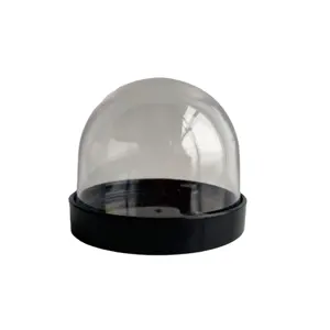 Globo de nieve vacío de plástico de regalo de bricolaje, cúpula de bola de nieve de plástico de base negra en STOCK