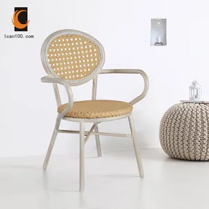 Chinese New Product Arm Dining Chairs Commercial Outdoor Furniture Wicker Bamboo Relax Bistro Chair