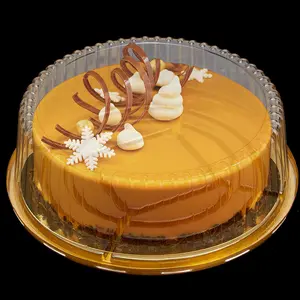 11 Inch Gold Disposable Circle Cake Containers Carriers With Dome Lids Cake Bakery Food Display Packaging Box Container