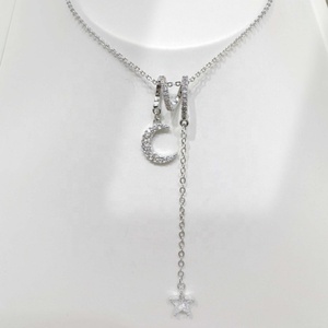 custom plata 925 sterling <b>silver</b> macrame <b>choker</b> necklace wholesale ladies summer moon dainty gold plated long pendant necklaces - Product Image 3