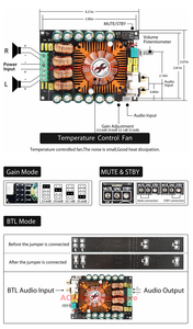 Placa amplificadora de potencia Digital de alta potencia TDA7498E 2,0 HIFI estéreo 160W * 2 compatible con <span class=keywords><strong>BTL</strong></span> 220W DC 12V-36V - Product Image 5