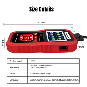 Escáner de diagnóstico automotriz KW851 de nivel superior, herramienta de diagnóstico de reinicio de aceite de coche con actualización gratuita de por vida - Product Image 5