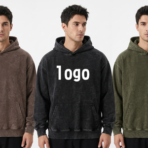 Oem Brand Streetwear Heavy Washed Acid Wash Oversized Vintage <b>Men</b> Heavyweight French Terry Lined 100% Cotton 350 GSM Custom - Product Image 5