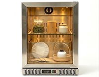 Mini-réfrigérateur compact pour le bureau à domicile, avec porte en verre et structure en acier inoxydable, idéal pour le thé matcha et les boissons aux fruits