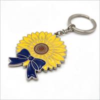 Porte-clés personnalisés en alliage de zinc avec logo de dessin animé de feuilles et de fleurs, souvenir, impression sérigraphique, design de porte-clés