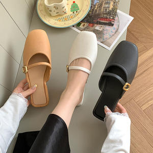 Calzado de verano estilo coreano y francés con apertura frontal, informal, retro, multiusos, de suela plana y fácil de poner para mujer. - Product Image 6