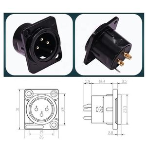 XLR公插头3针面板安装插孔xlr-<span class=keywords><strong>m</strong></span>插座音频扬声器麦克风连接器黑色金属外壳 - Product Image 2