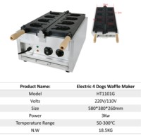 4 pièces Commercial chiens gaufrier Machine 3000w électrique gaufre faisant la Machine farci fromage Dessert Snack Machine