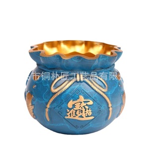 Bassin à trésors/sac à monnaie en cuivre pur, cadeau de pendaison de crémaillère/cérémonie d'inauguration, objet artisanal, porte-bonheur poisson koi, ornement en cuivre - Product Image 5