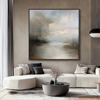 Peinture murale moderne neutre personnalisée, peinture abstraite sur toile peinte à la main, peinture de paysage marin encadrée