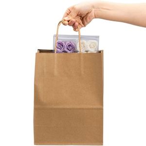 Bolsas de Regalo Pequeñas de Papel Kraft con Asas para Fiestas, Almuerzos Diarios, Boutiques, Tiendas de Comestibles, Bolsas de Compra de Papel Resistentes - Product Image 2