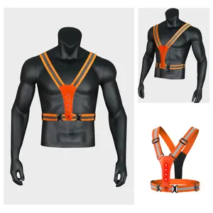 Rechargeable Safety Vest Reflective High Visibility Tactical Harness Vest with Front and Back LED Flashing Lights Safety Vest