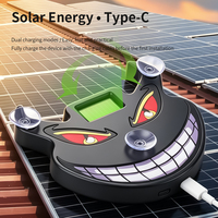 Feu de signalisation LED solaire pour voiture, motif visage de démon, sans câblage, multi-modes, avec capteur de vibration et ventouse