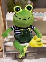 Peluche grenouille verte en gros OEM ODM, jouet en peluche grenouille habillée pour la décoration intérieure, cadeaux pour enfants et confort émotionnel
