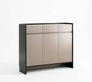 Meuble à chaussures moderne et fin, écologique, réglable, avec rangement inférieur ouvert, organisateur <span class=keywords><strong>d</strong></span>'entrée à 3 portes, finition beige et noir, pour salle de sport - Product Image 2