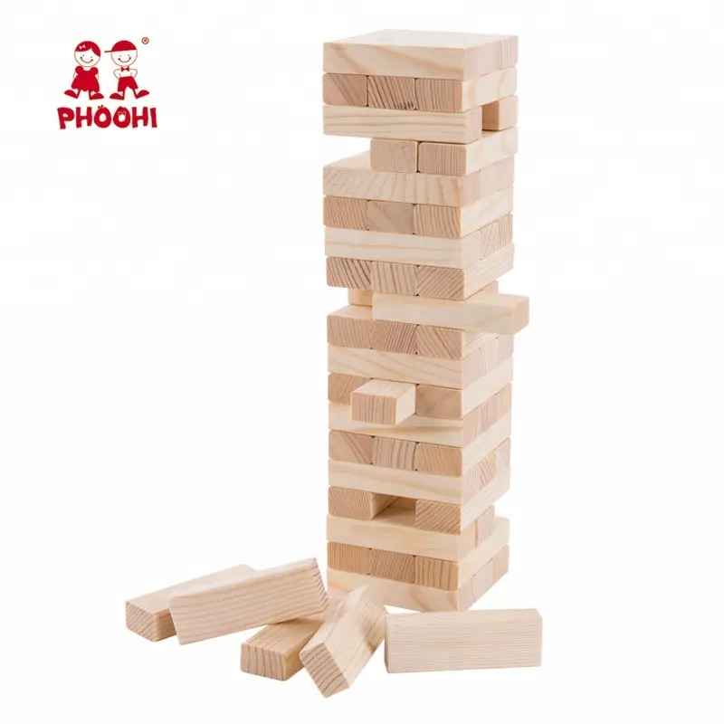 Di alta qualità educativi blocchi di accatastamento gioco giocattolo 54 pcs di legno tumbling torre