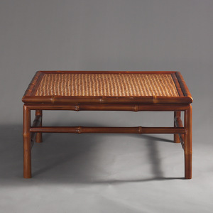 Handmade Rattan <b>Coffee</b> <b>Table</b> Red <b>Bamboo</b> Square Low Tea <b>Table</b> For Living Room Indoor Use - Product Image 2