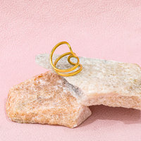 Fenny 18 Karat vergoldet Großhandel No Fade Fashion Wide Chunky Hollow Abstrakte Öffnung Edelstahl Fingerring Trend für Frauen
