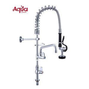 Commercial Grade Brass Pull Down Kitchen Sink Faucet Industrial Style Sprayer Pre-Rinse Feature Installation for Hotels Kitchen - Product Image 1