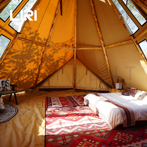 Grande tente <span class=keywords><strong>tipi</strong></span> familiale de luxe pour 8 personnes, tente de camping pyramidale, fabrication de tentes à vendre - Product Image 5