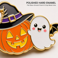 En gros, Pin's en émail souple personnalisé pour Halloween, motifs Citrouille, Jack O'Lantern, Chapeau de sorcière, Aile de chauve-souris, Fantôme, Broche, Pin's de revers, Cadeau