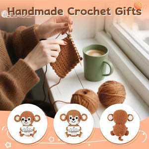 Animaux en crochet positifs et émotionnels, poupée singe, merci, cadeau inspirant et de soutien pour <span class=keywords><strong>Noël</strong></span>, anniversaire, fête, décoration de bureau à domicile - Product Image 5