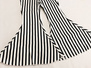 Pantalons à pattes d'éléphant pour enfants, rayés noir et blanc, nouvelle collection 2022, très tendance, jeans en denim élastique - Product Image 6