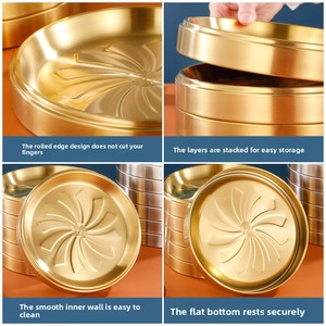 Plateau de barbecue en acier inoxydable 304 de qualité commerciale, multi-couches, jetable, pour la préparation des aliments de fête, <span class=keywords><strong>plat</strong></span> doré épaissi empilable - Product Image 4