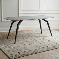 Usine chinoise vend personnalisé moderne léger luxe pieds en métal céramique table de table verre trempé meubles de salle à manger 4 places table